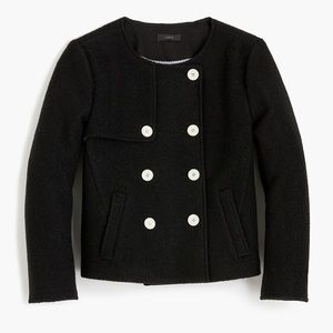 J Crew Cropped Black Jacket in Boiled Wool